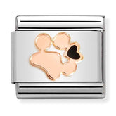 Nomination Composable Classic Link 430202/18 Paw Print with Black Heart in 9K Rose Gold